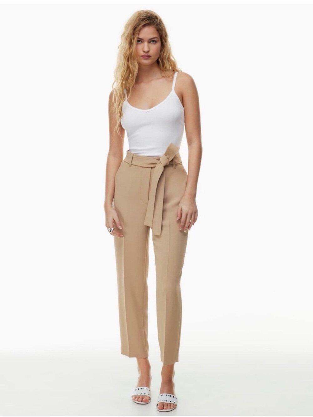 Wilfred High-Rise Navy Pants with belt tie